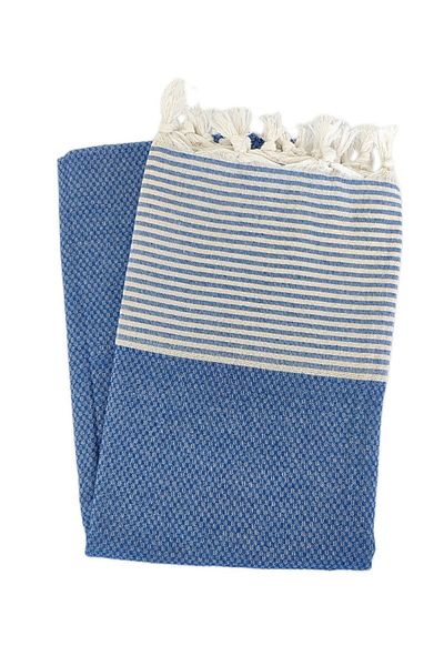 Peştanoz Peshtemal, 100% bumbac, model în carouri bleumarin, prosop de plajă, prosop de baie