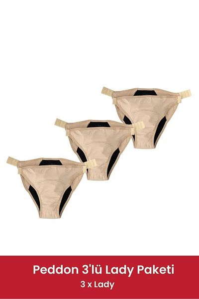 PEDDON Lady Comfort Model - Πακέτο Ευκαιριών 3 τεμαχίων, Ultra Hygienic, Ρυθμιζόμενο μέγεθος, Εμμηνορροϊκά εσώρουχα 3 τεμαχίων