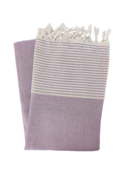 Peştanoz Peshtemal, 100% Cotton, Checkered Pattern, Lilac, Beach Towel, Bath Towel