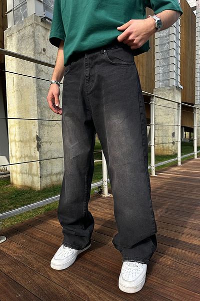 1blood Γκρι Washed Baggy Jeans