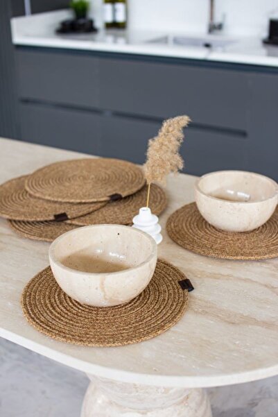 Comfort Craft Set de 4 suporturi din iută cu aspect de paie - Suport pentru farfurii de prezentare American Service Lux |   Design rotund și elegant