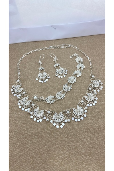 Midyat Artuklu Gümüşçülük Telkârî Gümüş Pullu   Takım