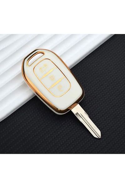 emii auto spare parts Renault Clio Dacia Sandero - Stepway SS2 Key Case 3 Keys White/Gold Logo