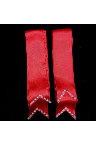 yörük tuhafiye Bride Groom with Red Pearls - Jewelry Ribbon with Pearls for Wedding Party Henna Night