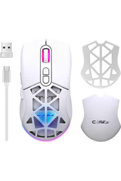 Genel Markalar Nexus Air V1 10000 Dpi Pixart PMW3325 Sensör Değiştirilebilir Kapak RGB Kablosuz Gaming Mouse Beyaz