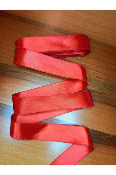 yörük tuhafiye 10 Meters Red Satin Ribbon - 3 cm Wide One Ball Set