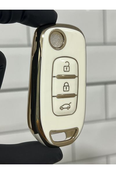 BARKAS ELEKTRONİK Renault Clio 5 Megane 4 Captur Kadjar Nano Key Case with Symbol Switch 3 Buttons White