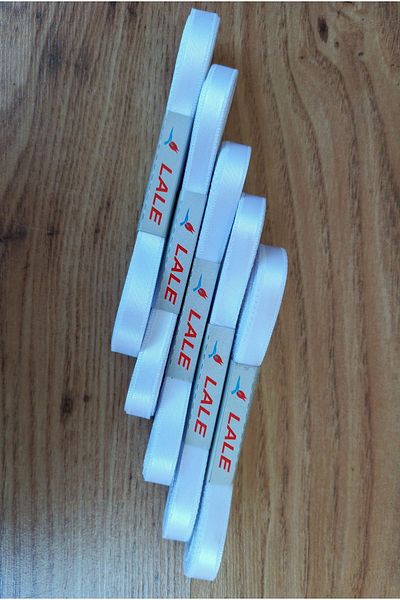 yörük tuhafiye 50 Meters White Satin Ribbon - 1 cm Ball Satin