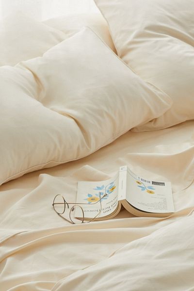 HOMENUP Luxury 120x200 Μονό Σετ Παπλωματοθήκη από Φυσικό Βαμβάκι Σατέν - Με Ελαστικά Σεντόνια 83 Σύρμα Λευκό