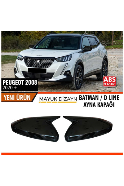 Mayuk Dizayn Peugeot 2008 (2020+) Batman Yarasa Ayna Kapağı + Montaj Bandı --Mayuk Dizayn--
