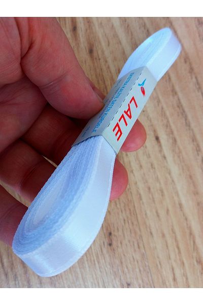yörük tuhafiye 50 Meters White Satin Ribbon - 1 cm Ball Satin