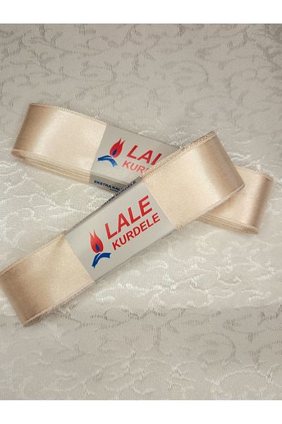 yörük tuhafiye 10 Meters Cream Satin Ribbon - 3 Cm Wide Set, Ecru Color