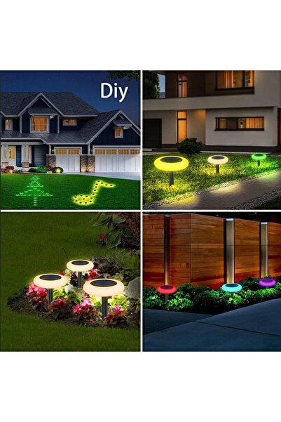 sgeteknoloji GÜNEŞ ENERJİLİ YUVARLAK SAPLAMALI RGB ÇOK RENKLİ BAHÇE AYDINLATM...