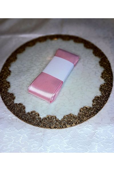 yörük tuhafiye 10 Meters Pink Satin Ribbon - 6 cm Width, One Ball Set