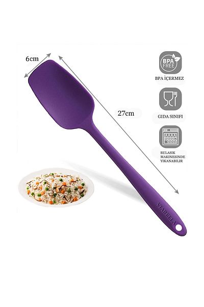 viarella Purple Silicone Set of 2 - Heat Resistant, Fireproof and Scratch Proof Spatula and Spoon 27cm