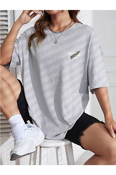 FECCY Charlie Luciano Printed Gray Unisex Oversize T-shirt