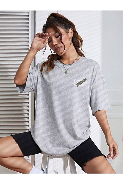 FECCY Charlie Luciano Printed Gray Unisex Oversize T-shirt