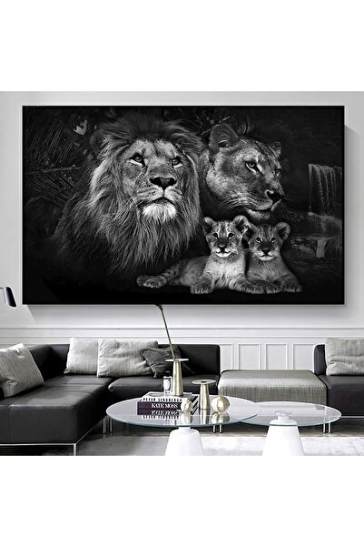 PrintiesPlus Aslan Family-Kanvas Tablo Salon Oturma Yatak Odası Ofis Antre Cafe Için Duvar Dekoru