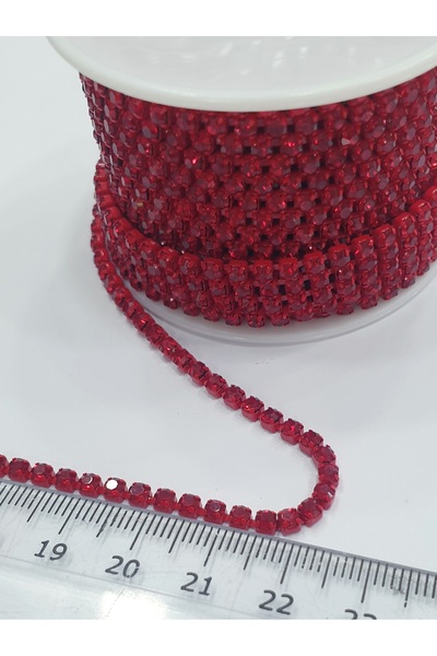 CRYSTALSHOP شريط حجري - Ss12 (2.5 مم) أحمر (لفة 9 أمتار)