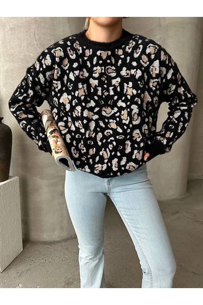 veira Pulover elegant de damă cu imprimeu leopard
