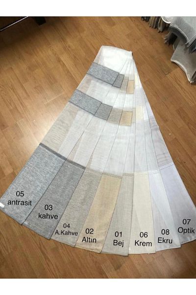 MebelPort Curtain Ανοιχτό καφέ χρώμα Slub Floor Tape Swivel - 1/3 Cycle Pipe Πλισέ κορνίζα