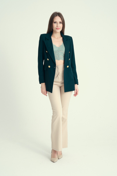 Soydan Güner Πράσινο μπουφάν με διπλό στήθος - Μοντέλο 1024