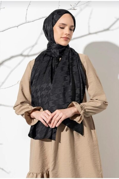 Modamartı Jacquard Silky - Houndstooth Patterned Shawl