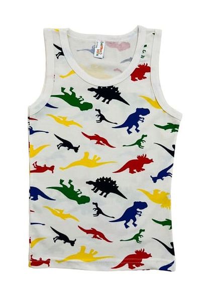 elmas kids Cotton 3-Piece Navy Blue-White Dinosaur Patterned Tank Top Set for Boy