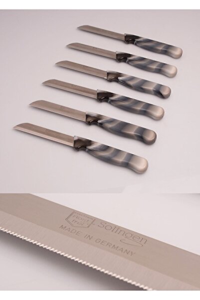 Solingen Meyve Ve Sebze Bıçağı Tırtıklı 6 Adet Siyah Mermer