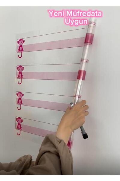 Cengo Yeni Müfredat Klavuz Çizgili 56x100 cm Kağıt Tahta - Doldurulabilir Silgili Kalem Hediye