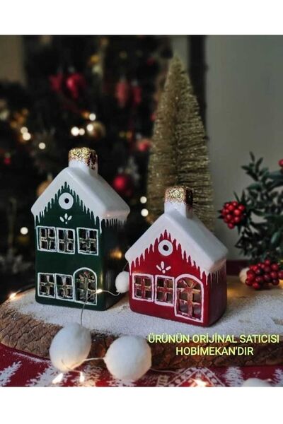 hobimekan Ikili Yılbaşı Noel Ev Mumluk Biblo Obje
