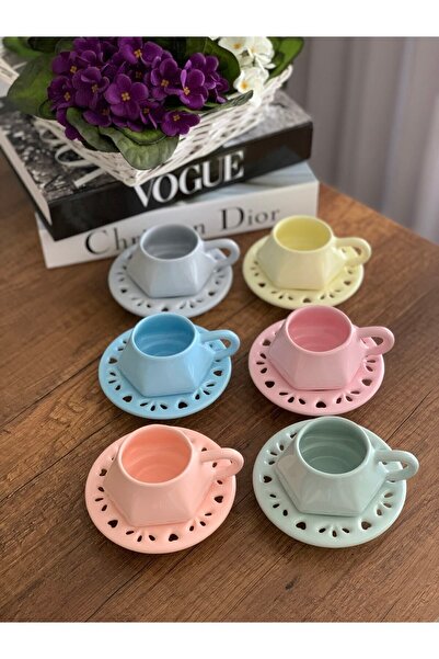 TAMER YİĞİT Special Design [soft Colors] 6-person Coffee Cup Set (12 PIECES)