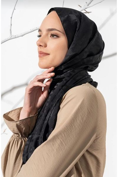 Modamartı Jacquard Silky - Houndstooth Patterned Shawl