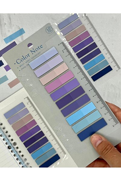 Kağıt Gemi Dükkan 10 Renkli Cetvelli Mor Ve Mavi Tonları İndeks Sticker/İndex...