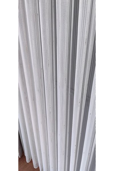 Yuka 1/3 Close Pleat Ecru Tulle - Non-Wrinkle Ironing Curtain with Gold Drop Detail