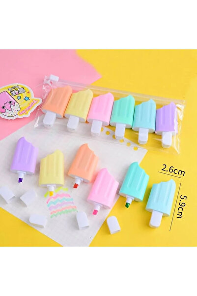 LYLLIA Dondurma Mini Fosforlu Kalem 6lı