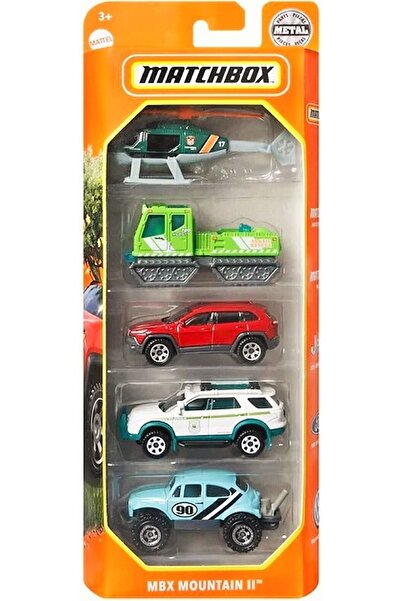 Matchbox Mbx Mountain Iı Seti 5 Oyuncak Metal Araba Die Cast Diecast Orjinal 5li Set Helikopter Jeep