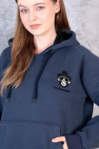 technomonkey Unisex Oversize Smoked Embroidered Hooded Sweatshirt - 3 Thread Raster Hoodie