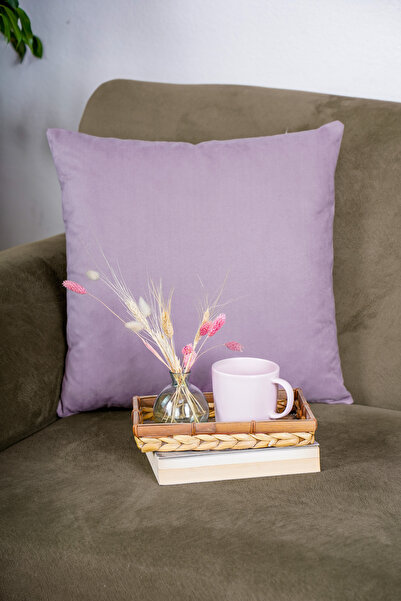 homease 2-Piece Premium Velvet Textured Suede Cushion Cover Light Lilac 2-Pie...