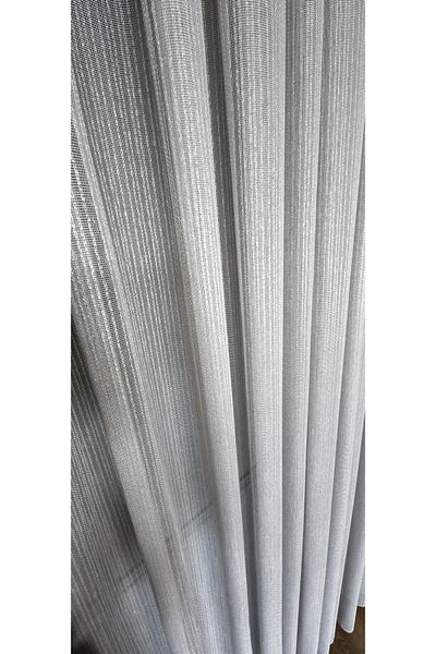 Yuka 1/3 Close Pleat Tulle Curtain - Gray Chain Vertical Knitted, Non-Wrinkle Ironing Skirt
