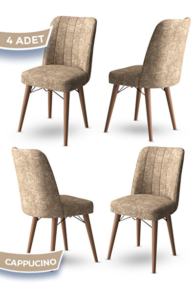 odrina Tezun Serisi 4 Adet Cappucino Mutfak Sandalyesi 1. Sınıf Kumaş Pinotex Ayaklı Sandalye