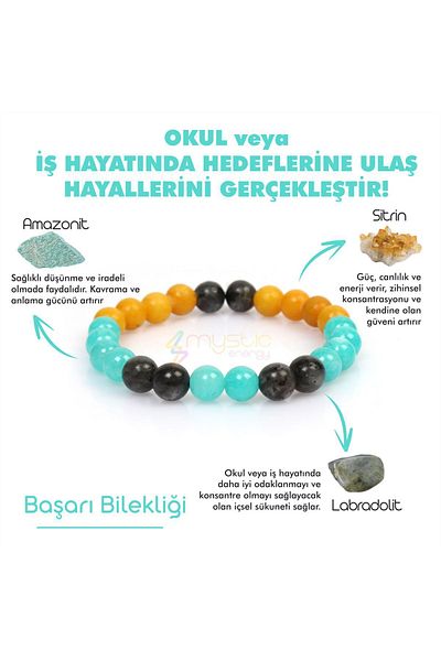 Mystic Energy Natural Transport - Student Talisman Bracelet, Labradorite-Amazonite-Citrine| Gift Natural Stone