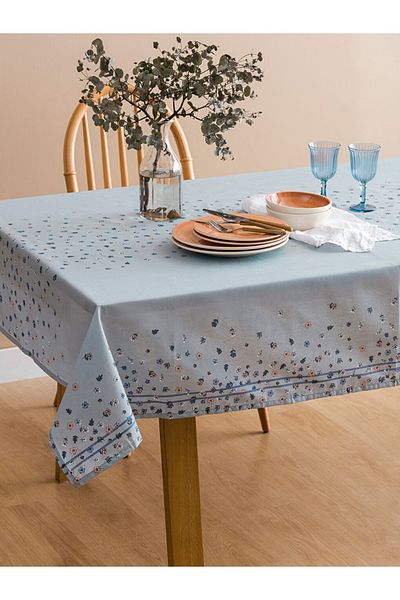 LC Waikiki 150x200 Cm Față de masă cu Motiv Floral Albastru Mat