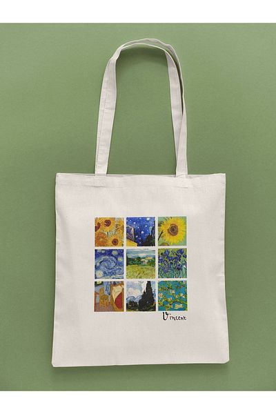 daystore Υφασμάτινη τσάντα με μοτίβο Van Gogh Art Collage