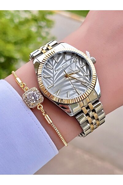 Ferrucci Çelik Kordon 2 Yıl Garantili Kadın Kol Saati Ve Bileklik