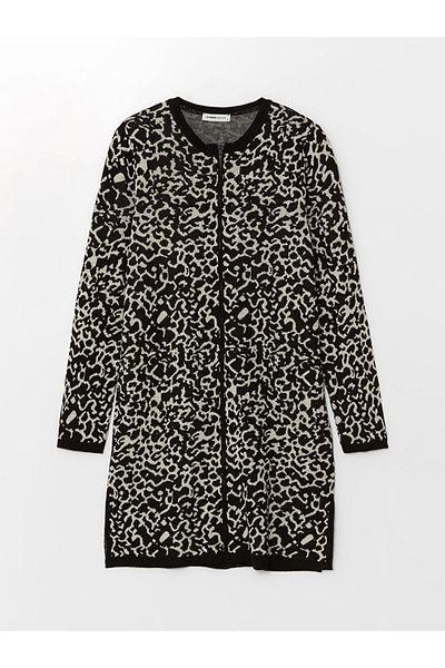 LC Waikiki Patterned Crew Neck Women's Knitwear Cardigan