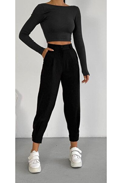 MODAMOLASI Kadın Bilekten Detaylı Pantolon