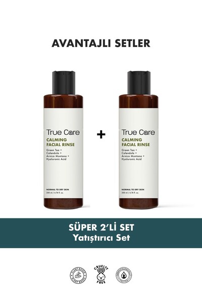 True Care Tüm Ciltler Için Calendula Ve Yeşilçay Içeren Nemlendirici, Yatıştırıcı Tonik 200 ml 2'li Set