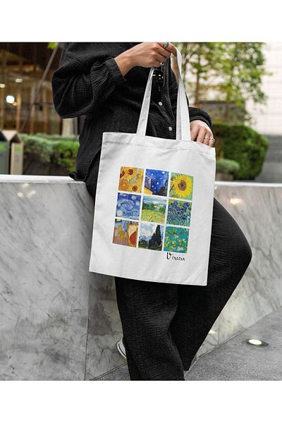 daystore Υφασμάτινη τσάντα με μοτίβο Van Gogh Art Collage