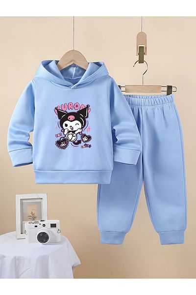 Let's Wear Kuromi Premium 3a Set sport pentru fete din fire - hanorac compact și pantaloni de trening 2 buc